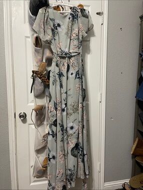 Baltic Born Sage Floral Maxi Dress with Pink Accents